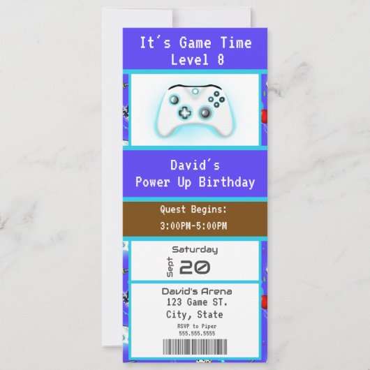 Epic Gamer Happy 8th Birthday Ticket Uitnodiging (Voorkant)