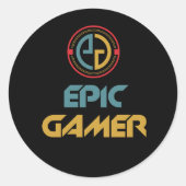 Epic Gamer Logo Geweldig cadeau voor Gamers Ronde Sticker (Voorkant)
