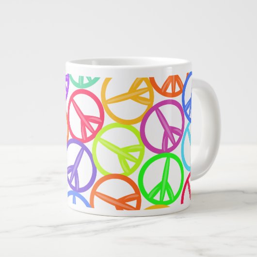 Epic Groovy Fun Peace Sign Pattern Grote Koffiekop (Voorkant rechts)