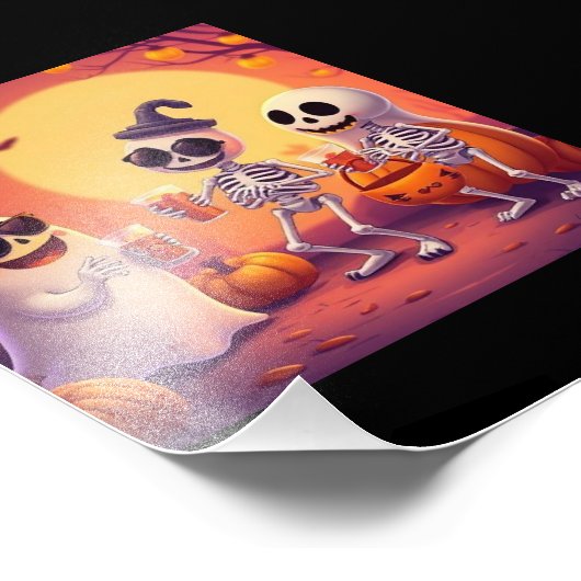 Epic Halloween – Cute Ghosts, Pumpkins & Skeletons Foto Afdruk (Hoek)