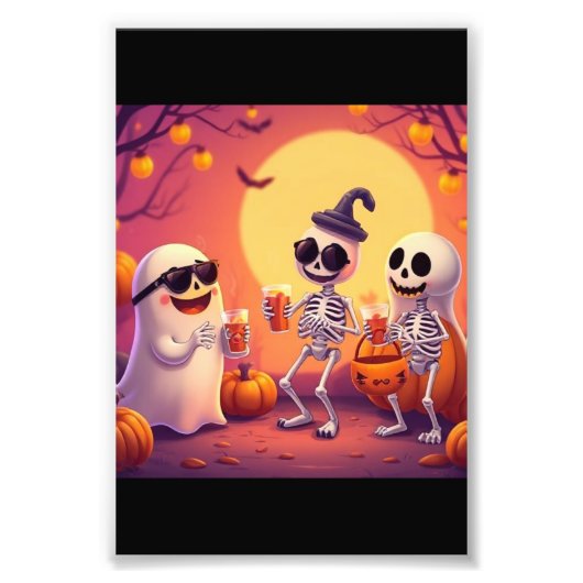 Epic Halloween – Cute Ghosts, Pumpkins & Skeletons Foto Afdruk (Voorkant)