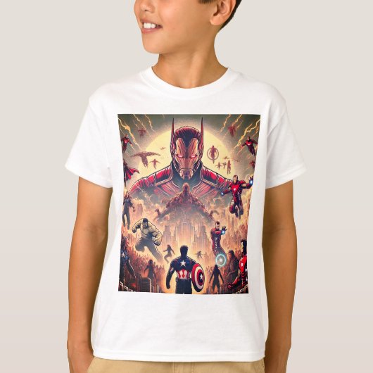 Epic Heroes vs. Aliens Battle T-shirt (Voorkant)