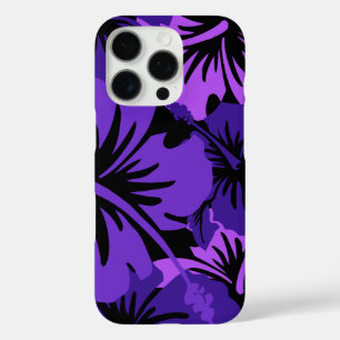 Epic Hibiscus Floral Hawaiian Paars Black iPhone 16 Pro Hoesje