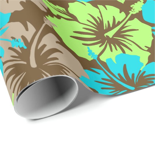 Epic Hibiscus Floral Hawaiian Wrapping Paper Cadeaupapier (Rol Hoek)