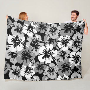 Epic Hibiscus Hawaiian Floral Aloha - Black Fleece Deken