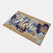 Epic Hibiscus Hawaiian Floral Aloha Blue Deurmat (Schuin)