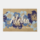 Epic Hibiscus Hawaiian Floral Aloha Blue Deurmat (Voorkant)