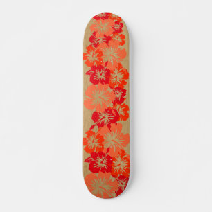 Epic Hibiscus Hawaiian Floral Aloha Faux Wood Skateboard