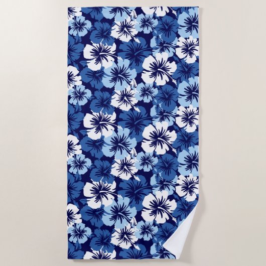 Epic Hibiscus Hawaiian Floral Aloha - marine Strandlaken (Voorkant)