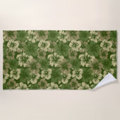 Epic Hibiscus Hawaiian Floral Aloha - Olive Green Strandlaken (Voorkant)