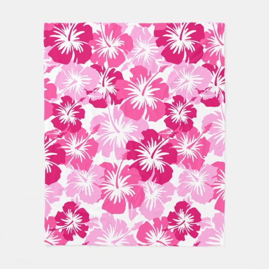 Epic Hibiscus Hawaiian Floral Aloha - Roze Fleece Deken (Voorkant)