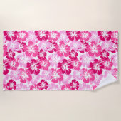 Epic Hibiscus Hawaiian Floral Aloha - Roze Strandlaken (Voorkant)