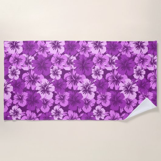 Epic Hibiscus Hawaiian Floral Aloha - Violet Strandlaken (Voorkant)
