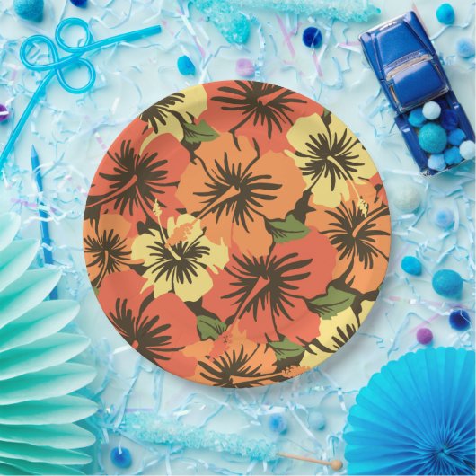 Epic Hibiscus Hawaiian Floral Papieren Bordje (Feest)