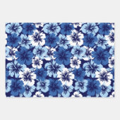 Epic Hibiscus Hawaiian Floral Trio-Blue & Olive Inpakpapier Vel (Voorkant)
