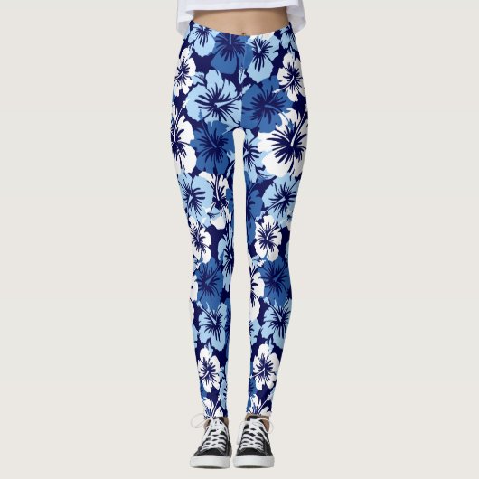 Epic Hibiscus Hawaiian Tropische Floral Leggings (Voorkant)