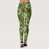Epic Hibiscus Hawaiian Tropische Floral Olive Leggings (Achterkant)