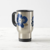"Epic Hibiscus" in Blue Travel Mug Reisbeker (Voorkant links)