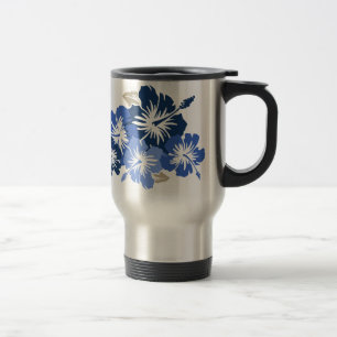 "Epic Hibiscus" in Blue Travel Mug Reisbeker