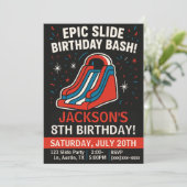 Epic Inflatable Slide Birthday Party Invitation Kaart (Staand voorkant)