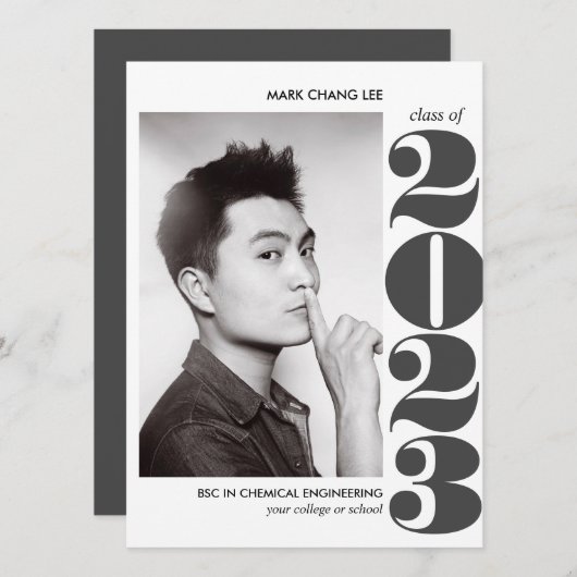 EPIC-JAAR | AFSTUDEREN GRAY BOLD COLLEGE FOTO KAART (Voorkant / Achterkant)