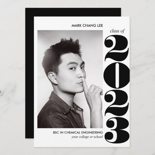 EPIC-JAAR | AFSTUDEREN ZWARTE BOLD COLLEGE FOTO KAART (Voorkant / Achterkant)