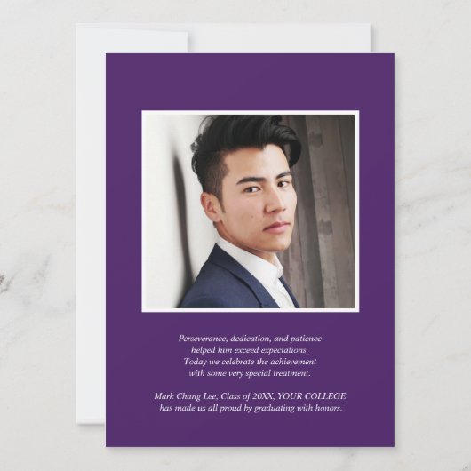 EPIC-JAAR | PAARS BOLD COLLEGE FOTO-AFSTUDEREN KAART (Achterkant)