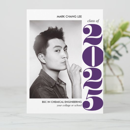 EPIC-JAAR | PAARS BOLD COLLEGE FOTO-AFSTUDEREN KAART (Staand voorkant)