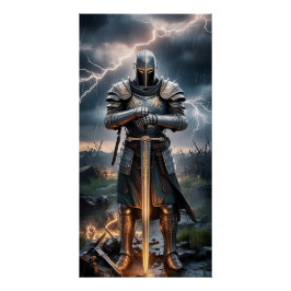 Epic Knight Warrior Digitale Poster Middeleeuwse F