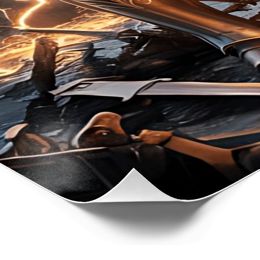 Epic Knight Warrior Digitale Poster Middeleeuwse F (Hoek)