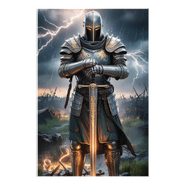 Epic Knight Warrior Digitale Poster Middeleeuwse F