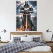 Epic Knight Warrior Digitale Poster Middeleeuwse F Canvas Afdruk (Insitu (Slaapkamer))