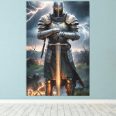 Epic Knight Warrior Digitale Poster Middeleeuwse F Canvas Afdruk (Insitu (Houten vloer))