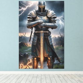 Epic Knight Warrior Digitale Poster Middeleeuwse F Canvas Afdruk