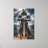 Epic Knight Warrior Digitale Poster Middeleeuwse F Canvas Afdruk (Voorkant)