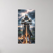 Epic Knight Warrior Digitale Poster Middeleeuwse F Canvas Afdruk (Voorkant)