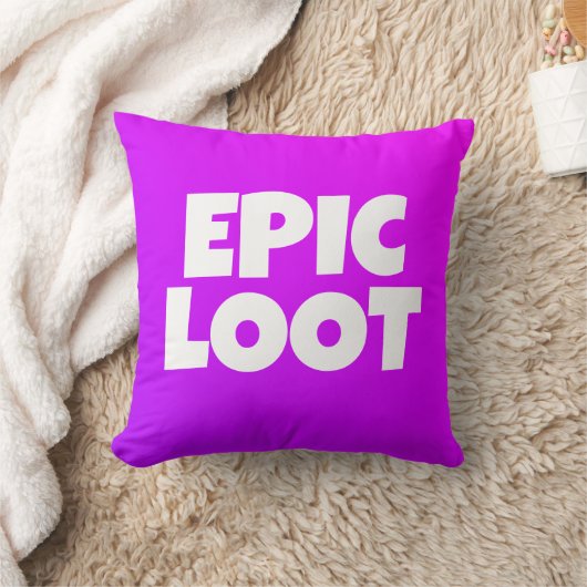 Epic Loot Gamer Kinder Neon Paarse Text Slogan Kussen (Deken)