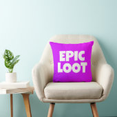 Epic Loot Gamer Kinder Neon Paarse Text Slogan Kussen (Stoel)