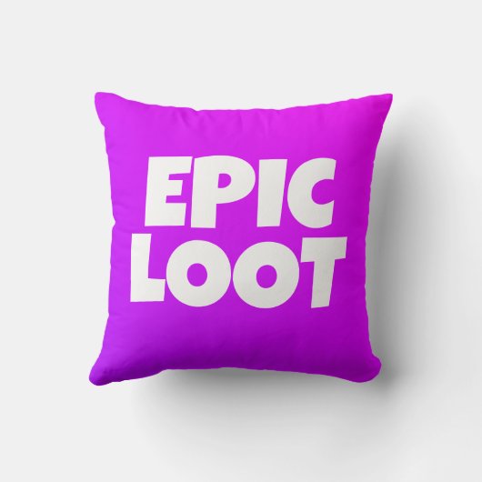 Epic Loot Gamer Kinder Neon Paarse Text Slogan Kussen (Achterkant)