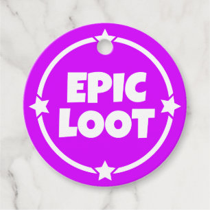Epic Loot Gamer Neon Paarse Star-slogan Bedankjes Labels