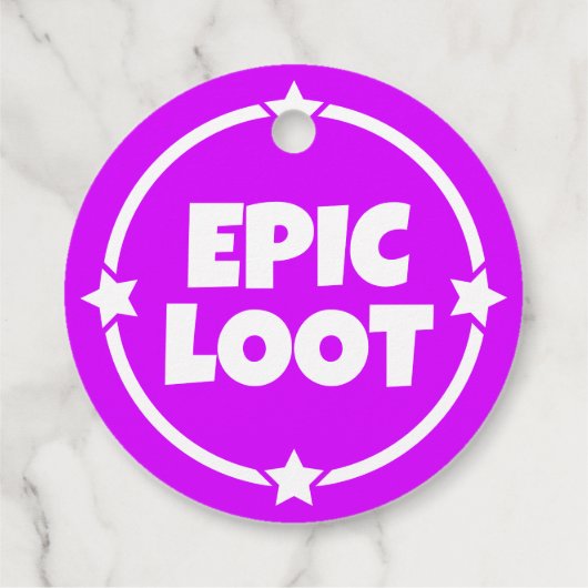 Epic Loot Gamer Neon Paarse Star-slogan Bedankjes Labels (Achterkant)