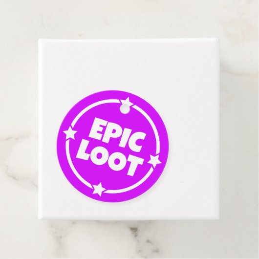 Epic Loot Gamer Neon Paarse Star-slogan Bedankjes Labels (In situ)