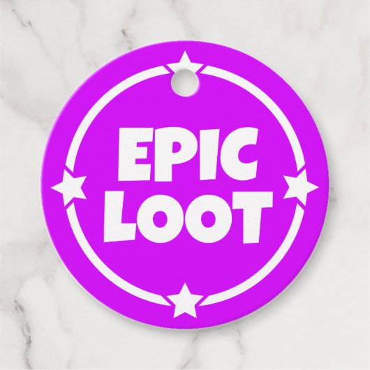 Epic Loot Gamer Neon Paarse Star-slogan Bedankjes Labels (Voorkant)