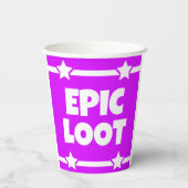 Epic Loot Gamer Neon Paarse Star-slogan Papieren Bekers (Achterkant)