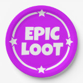 Epic Loot Gamer Neon Paarse Text Slogan Papierplaa Papieren Bordje (Voorkant)