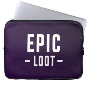 Epic Loot Gamer Paars White Teen Boy Slogan Laptop Sleeve