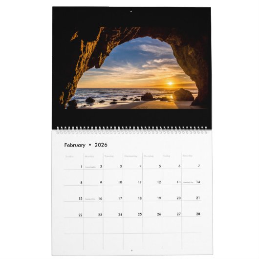 Epic Malibu Zee grotten: Elliot McGucken Fine Art Kalender (Feb 2026)