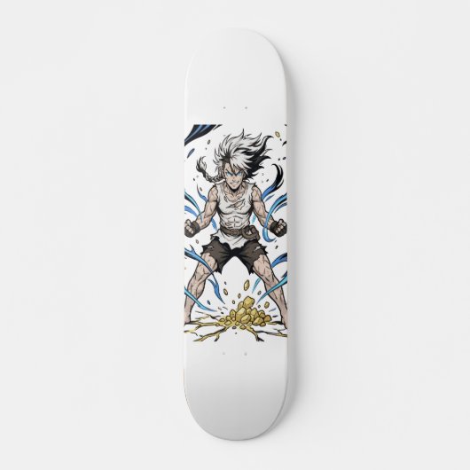 Epic Manga Warrior Power Awakening Illustration Persoonlijk Skateboard (Voorkant)