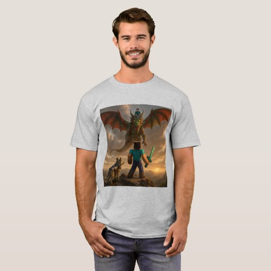 Epic Minecraft-geïnspireerde Battle T-shirt | Mine (Voorkant volledig)