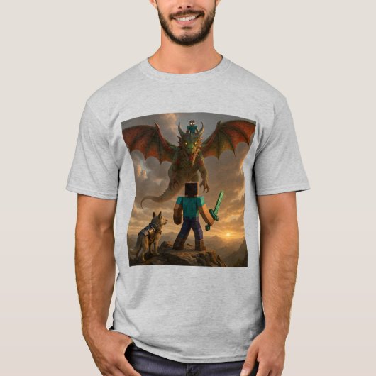 Epic Minecraft-geïnspireerde Battle T-shirt | Mine (Voorkant)